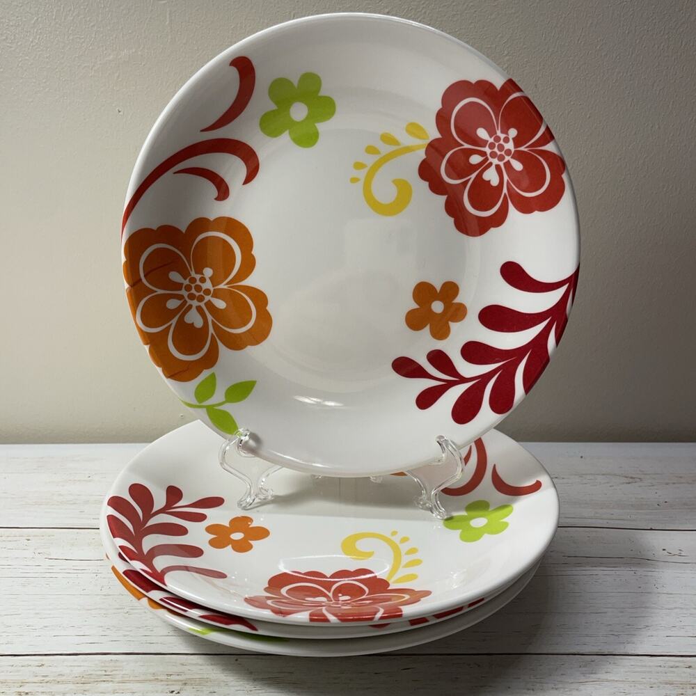 TarHong Melamine Salad Plates 4 Piece Set Floral Design 8.5" Excellent